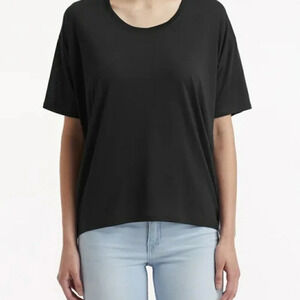 Anvil Women's Freedom Tee Black Casual Tshirt Knit Top Poly Rayon Sz M